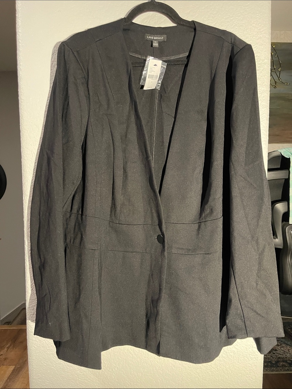Lane Bryant Black Single-Button Open Blazer Sz 24